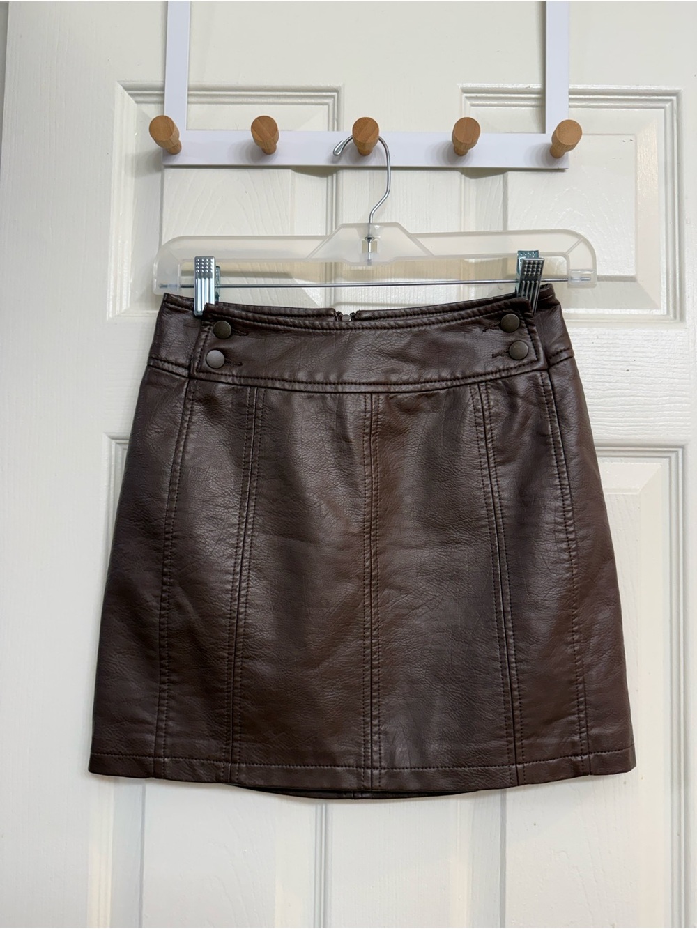 Free People Dark Brown Faux Leather Mini Skirt